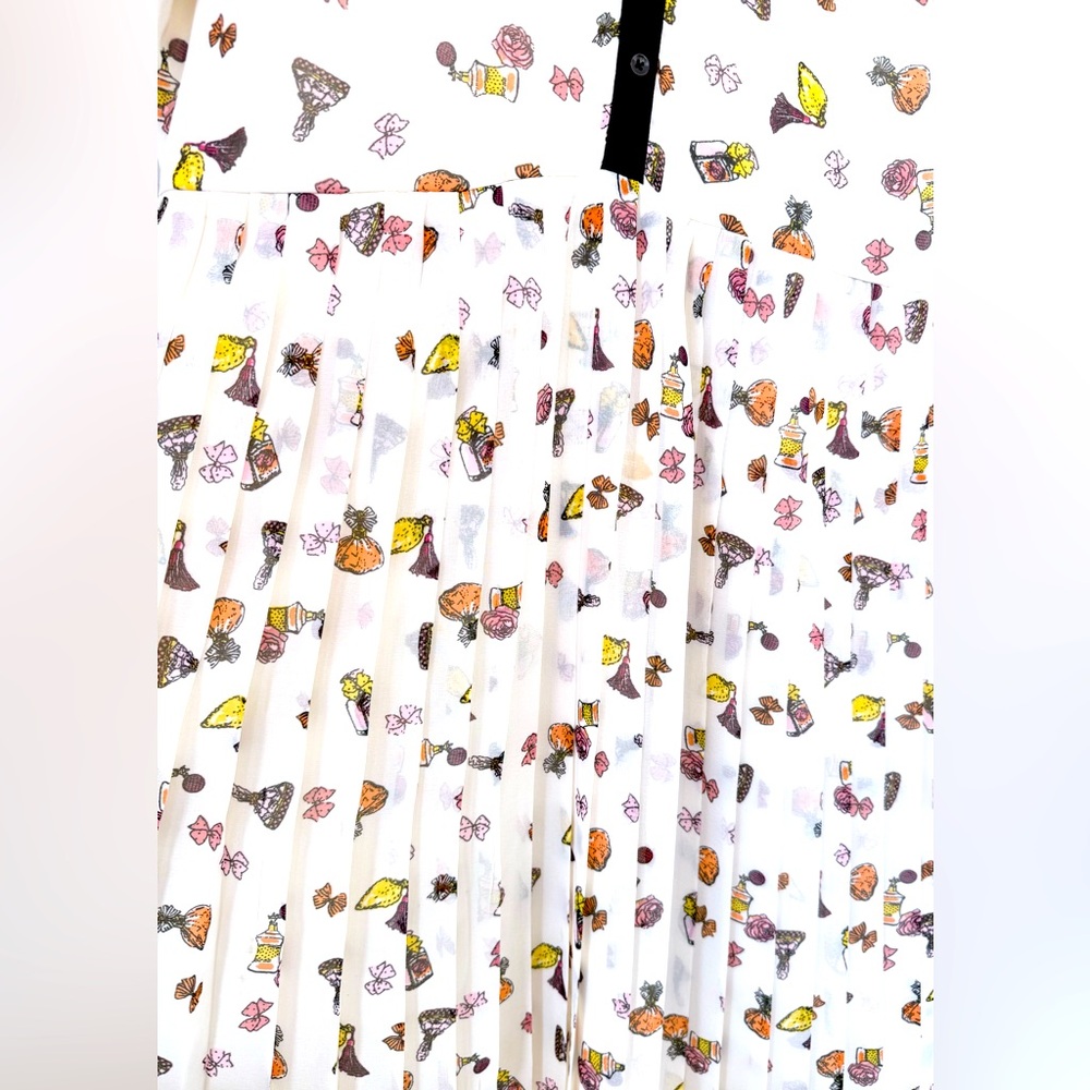 ModCloth Perfume Bottle Pleated Dress black collar trimmed with Pom poms - Picture 2 of 8